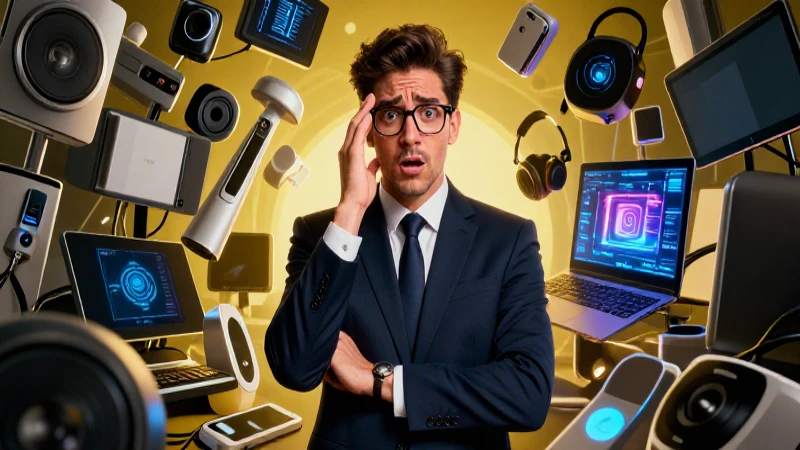 Colmos: 30 Ejemplos Divertidos para Reír sin Parar 5 Joven profesional se desconcierta ante gadgets futuristas