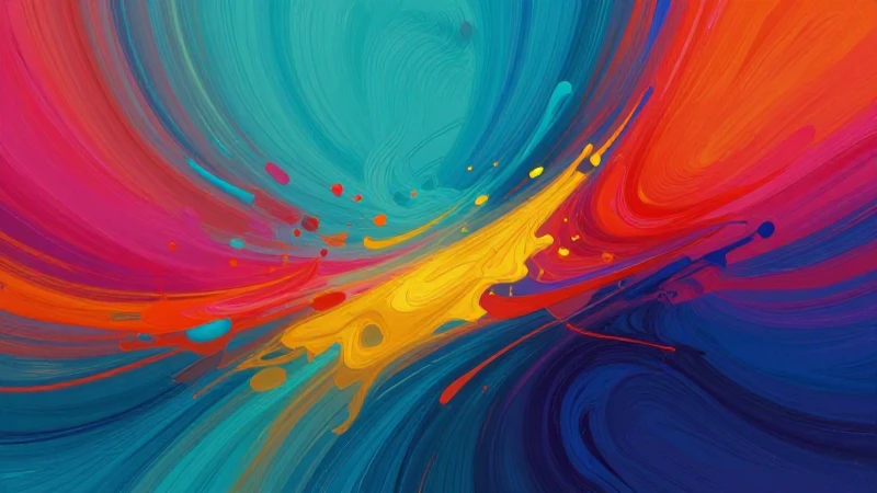 Arte abstracto dinámico con colores vibrantes y luz cinematográfica