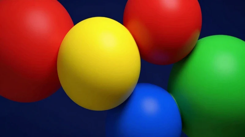 Es una composición geométrica vibrante con colores primarios