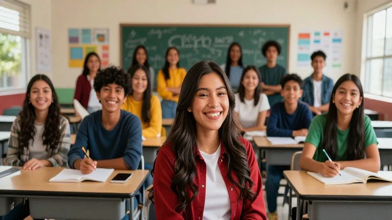 Estudiantes mexicanos felices en moderno aula