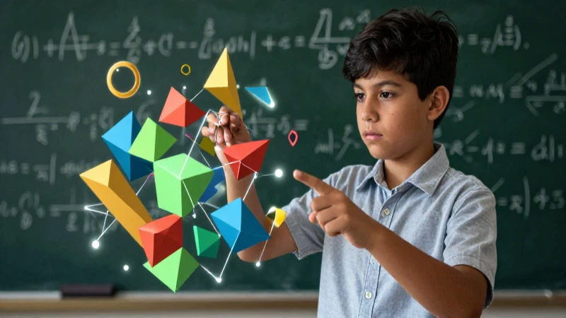 Combinación: Definición, concepto y su importancia actual 6 Joven estudiante dibuja estructuras matemáticas abstractas