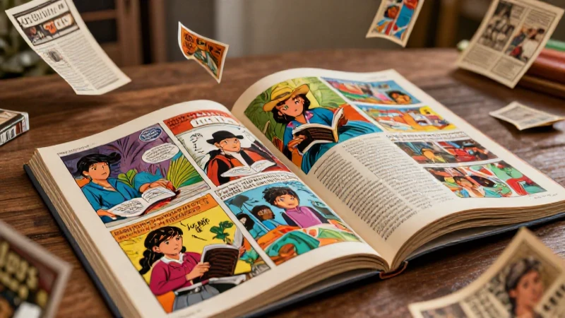 Cubierta vibrante de cómics y estudiantes mexicanos