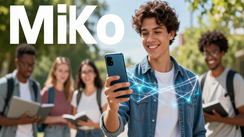 Estudiante feliz ilustrado con tecnología digital moderna