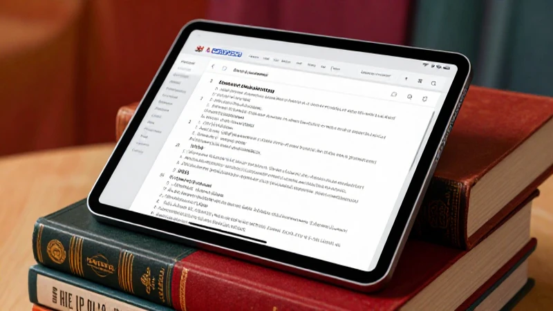 Tablet educativa con libros y colores vibrantes