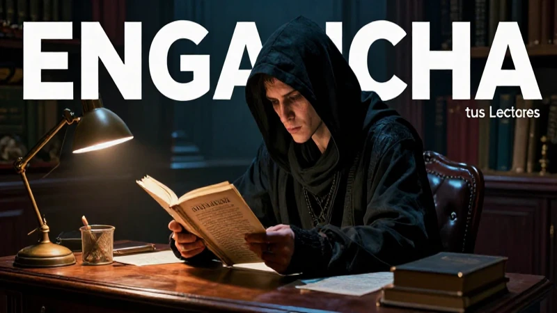 Engancha a tus lectores con un comienzo eficaz para tu cuento 5 Personaje enigmático con manuscrito, ultra realista y oscuro