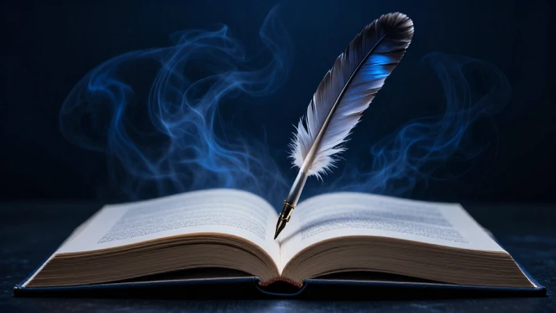 Engancha a tus lectores con un comienzo eficaz para tu cuento 8 Ilustración hiperrealista con pluma y drama