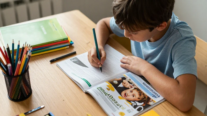 Niño estudiando con enfoque y calidad profesional
