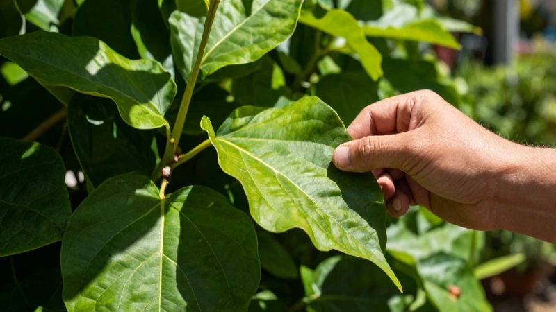Hojas verdes vibrantes examinadas en jardín iluminado