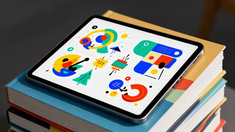 Tablet y libros representan conocimiento moderno