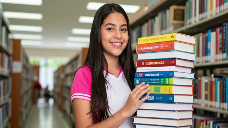 Estudiante mexicano confiado en biblioteca moderna