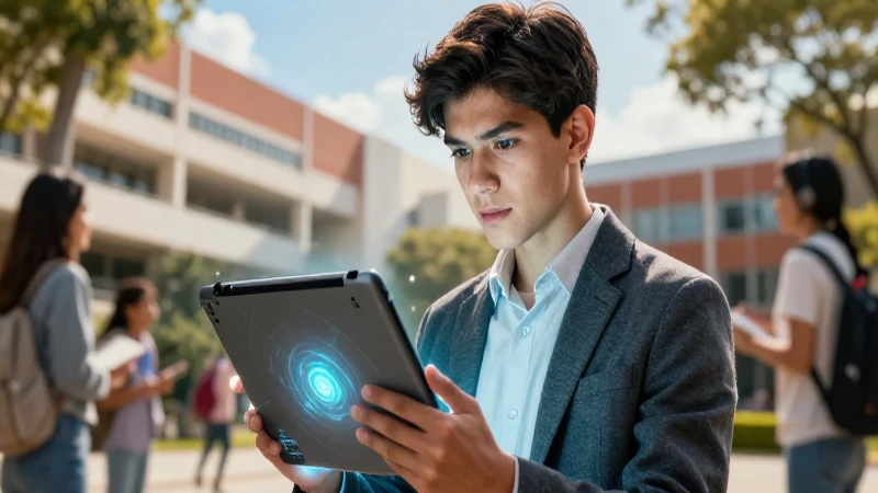 Conoce cómo descargar un libro fácilmente con solo un link 4 Joven profesional con tablet brillante, reflejando crecimiento académico