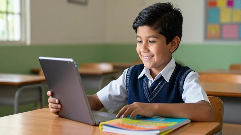 Estudiante mexicano moderno con tecnología educativa