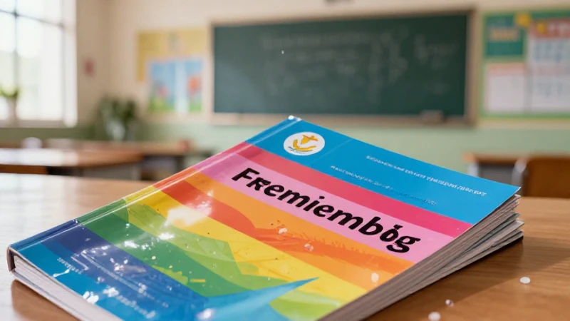 Ilustración detallada de un aula moderna y un libro vibrante