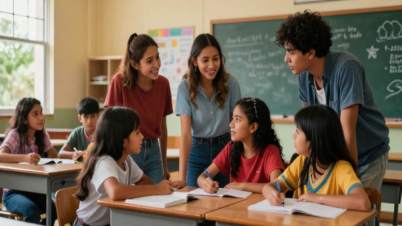 Estudiantes colaboran en aula mexicana moderna