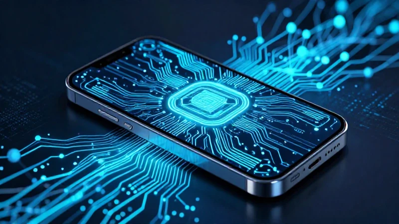 Smartphone de alta tecnología con circuitos futuristas