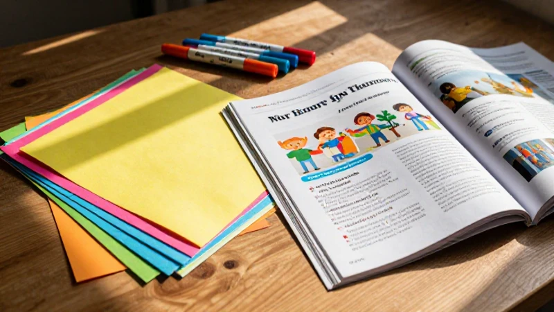 Conoce cómo hacer libros de primaria de manera fácil y creativa 3 Papeles, marcadores y libro en mesa luminosa