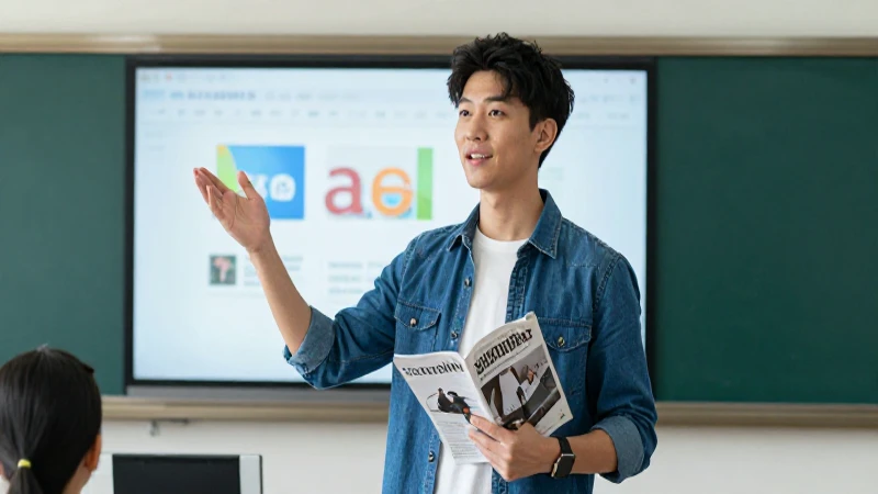 Joven presenta dinámicamente en contexto académico profesional