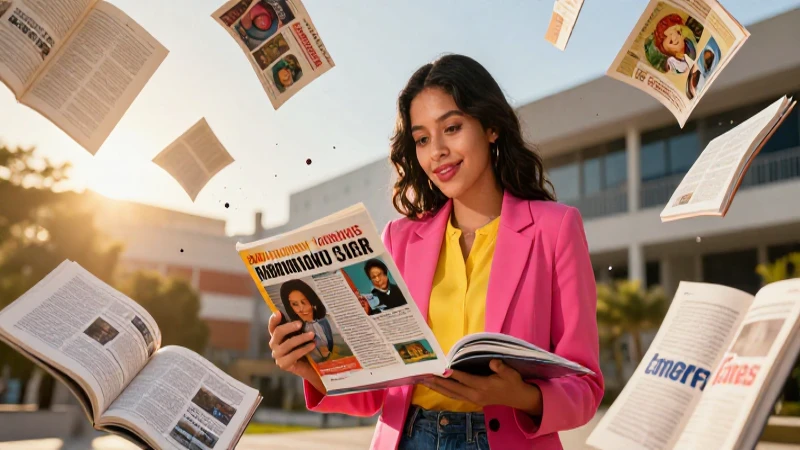 Educador mexicano vibrante, libros voladores y luz dorada