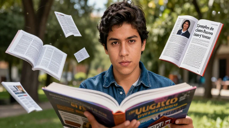 Joven mexicano estudiando ideas académicas brillantes