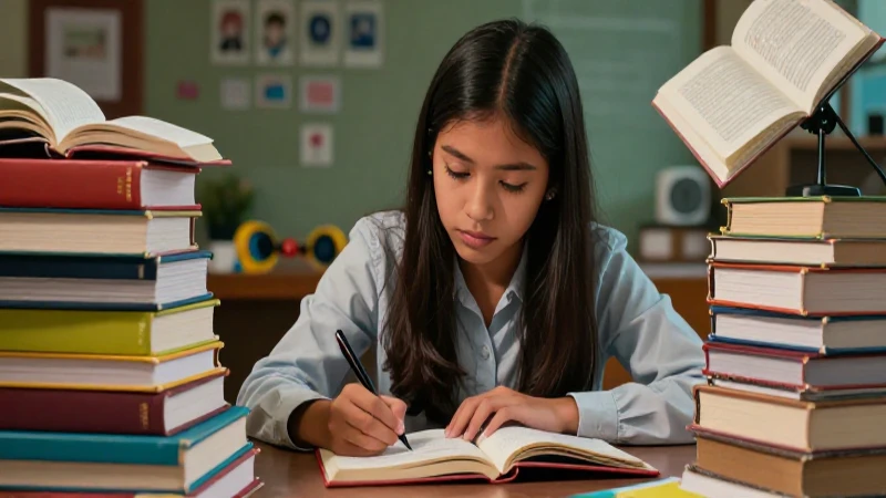 Estudiante mexicana investigadora con ambiente dinámico