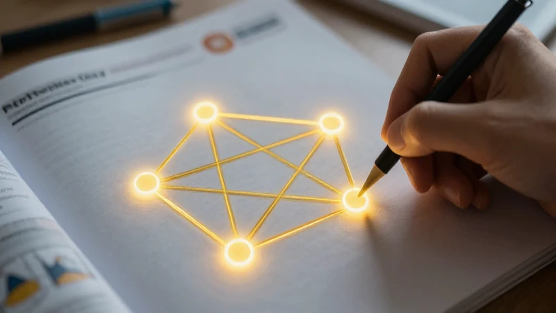Dibujo dorado conectando puntos en superficie moderna