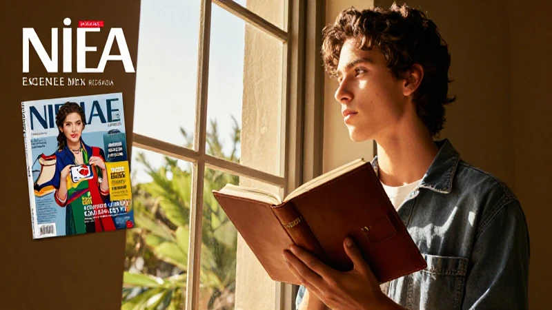 Joven reflexivo con luz dorada y cuaderno