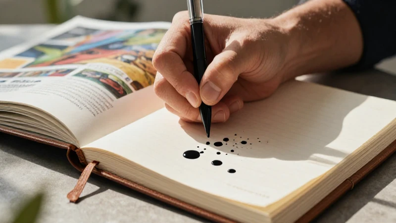 Cómo hacer una crónica: Guía para escribir crónicas cortas 10 Escritor concentrado en diario, luz dramática