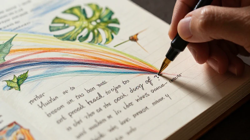 Cómo hacer una crónica: Guía para escribir crónicas cortas 8 Escritura intensa en cuaderno de cuero con estilo cinematográfico