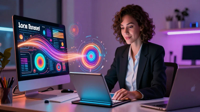 Cuáles son los pasos para crear tu propia revista 3 Educador investigando audiencias con visualización de datos abstracta