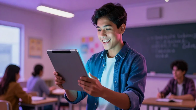 La revolución de las TICs: transformando la educación mexicana 4 Joven mexicano entusiasta con tableta brillante