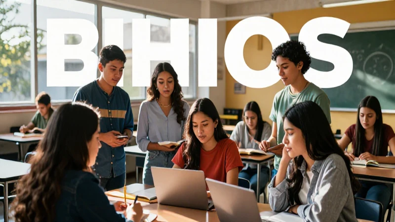 Estudiantes mexicanos colaborando en aula moderna
