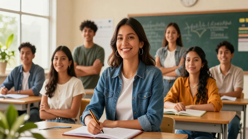 Ilustración detallada de educadores mexicanos modernos