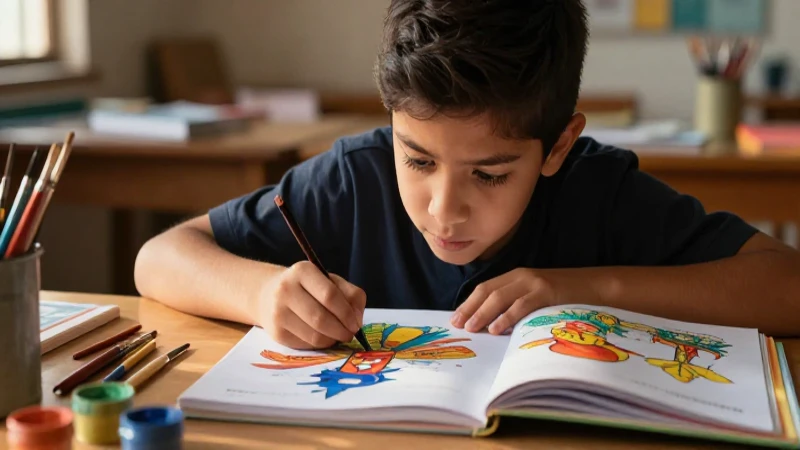 Despierta tu interés: Estrategias para estudiar libros de arte de la SEP 3 Joven estudiante mexicano enfocado con arte detallado