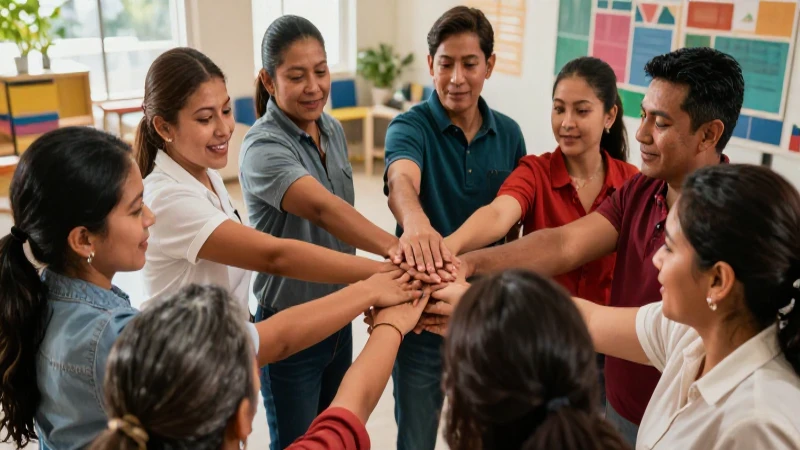 Cómo promover efectivamente la igualdad de género 5 Comunidad mexicana colaborando en un espacio moderno y vibrante