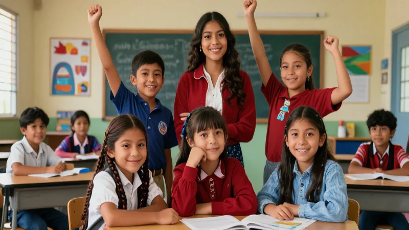 Niños mexicanos colaborando en clase vibrante