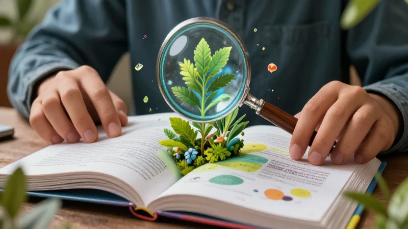 Manos de estudiante explorando libro de ciencias vibrante