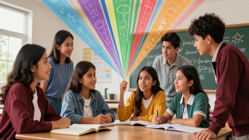 Estudiantes mexicanos colaboran en un aula dinámica