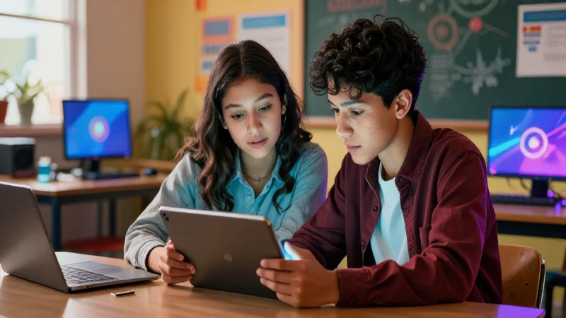 Estudiantes colaboran con tecnología en aula mexicana