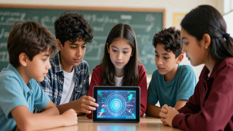 Estudiantes mexicanos aprendiendo colaborativamente en una escena vibrante