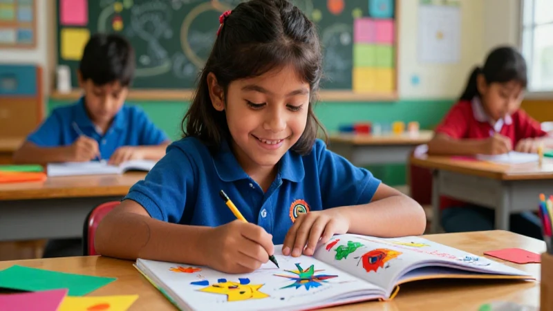 Niño mexicano creativo con actividad vibrante