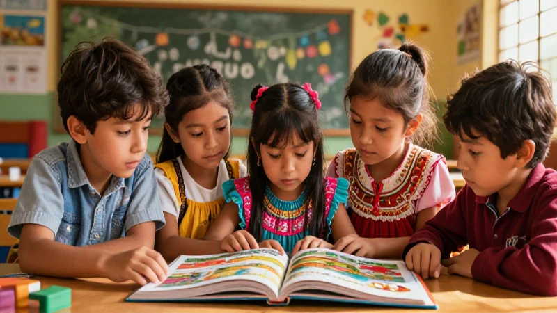 Niño enfocado en un libro en un aula tradicional