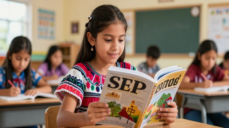 Estudiante mexicano lee libro educativo con enfoque cálido