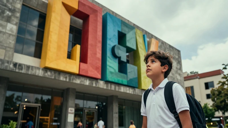 Joven explora arte moderno en museo vibrante