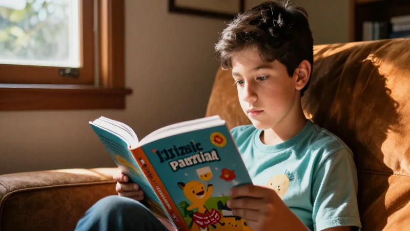 Estudiante mexicano lee libro colorido bajo luz cálida