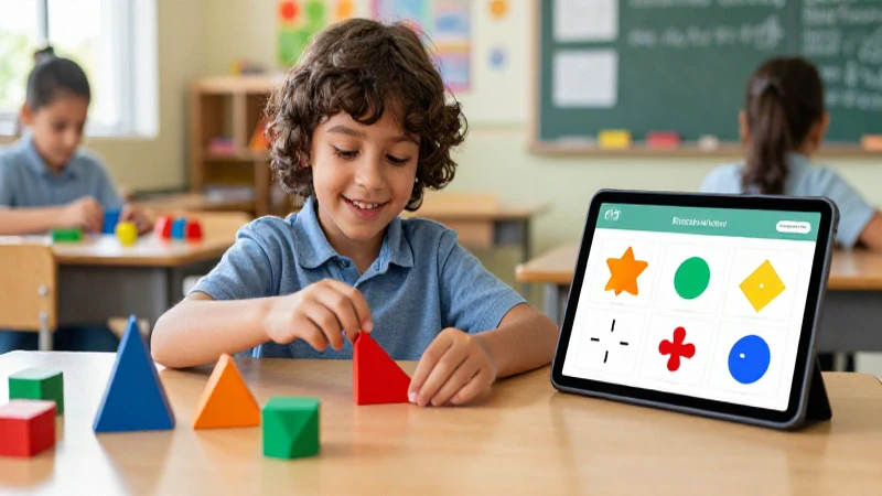 Niño feliz aprendiendo matemáticas modernas