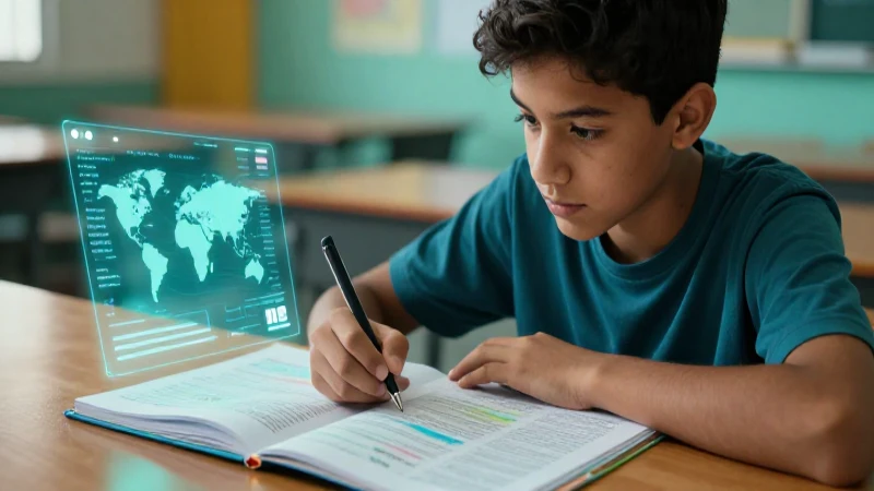 Estudiante mexicano con enfoque intenso en aprendizaje digital