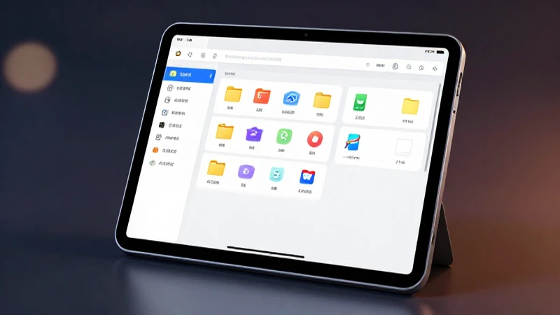 Tableta moderna con documentos digitales organizados