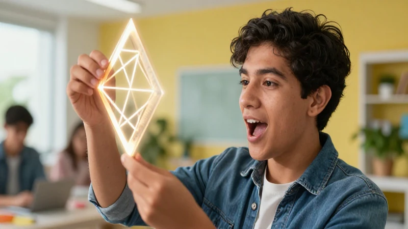 Joven estudiante creativo usa herramientas geométricas