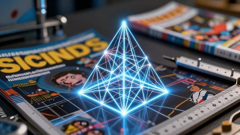 Pirámide geométrica abstracta, diseño académico vibrante