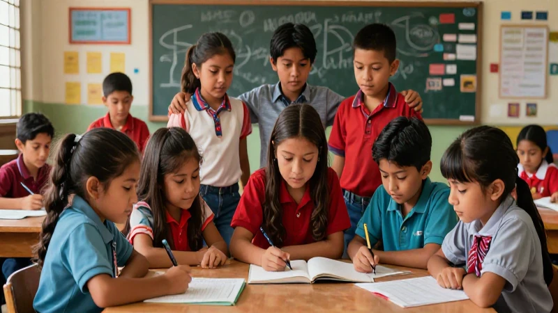Estudiantes mexicanos colaboran en clase con dinamismo